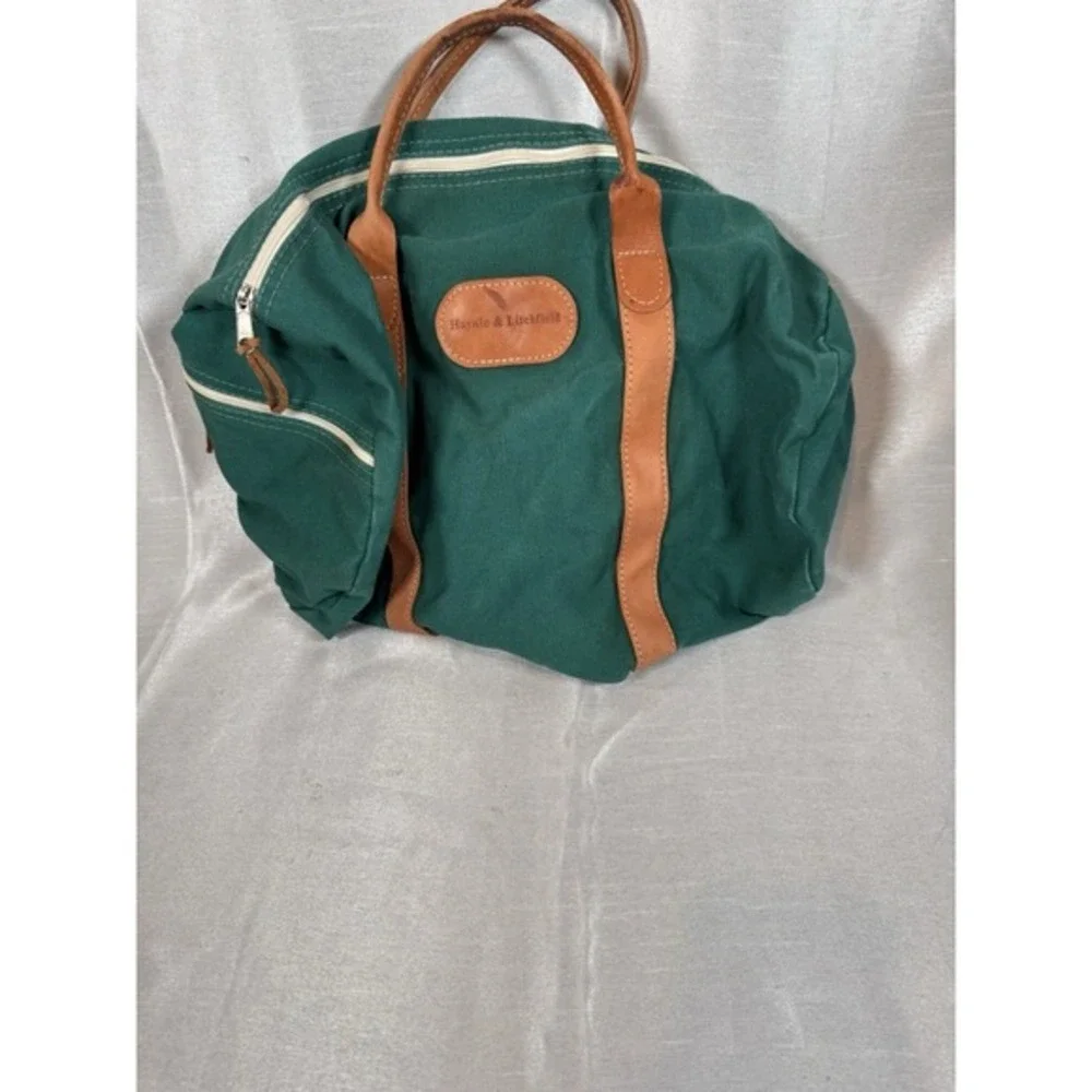 Haynie & Litchfield Canvas Leather Trim Duffel Travel‎ Bag Green